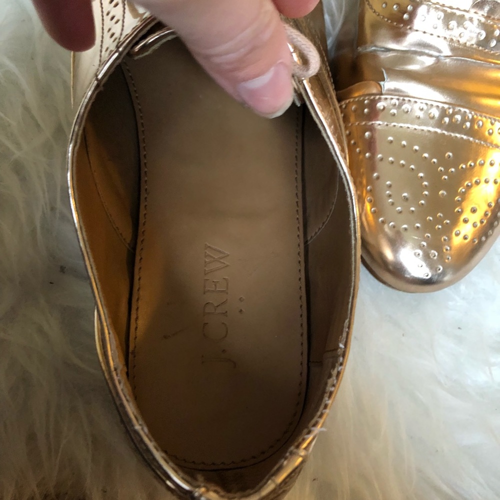 J. Crew Factory Rose Gold metallic oxfords 9.5 - Picture 5 of 7